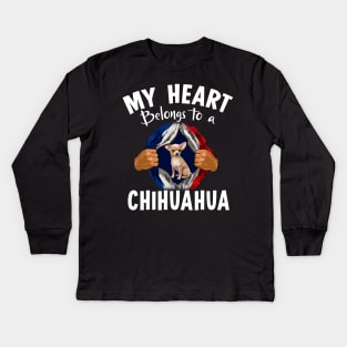 My Heart Belongs To A Chihuahua Kids Long Sleeve T-Shirt